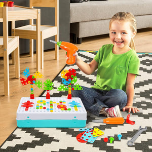 Kids Power Tools With Screwdriver Toy Set - With Battery Operated Drill