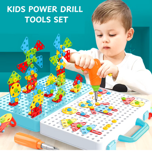 Kids Power Tools With Screwdriver Toy Set - With Battery Operated Drill