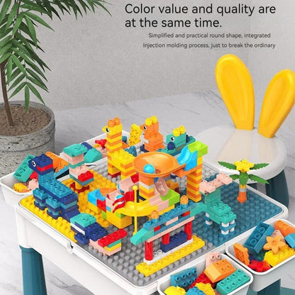 Kids Building Blocks Table with Chair & Learning Station