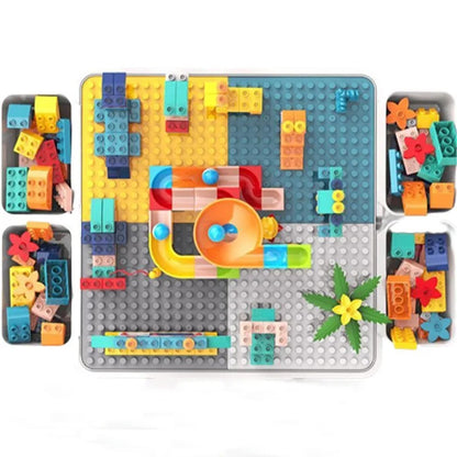 Kids Building Blocks Table with Chair & Learning Station
