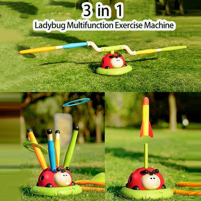 3 In 1 Musical Jump, Ring Toss Game, Stomps &Rocket Launcher for Kids